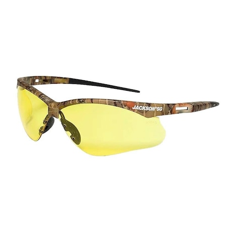 Jackson Safety Safety Glasses, Anti-Fog, Amber Lens, Camouflage Frame, Half-Frame 50013